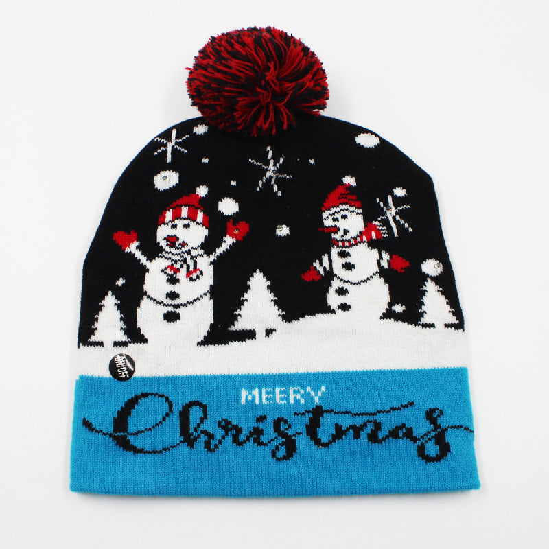 Korean Internet Celebrity Style Snowflake Christmas Hat, Warm and Cold-Proof Women's Knitted Hat with Pom-Pom, Ear-Protecting Yarn Hat, Light Luxury Style