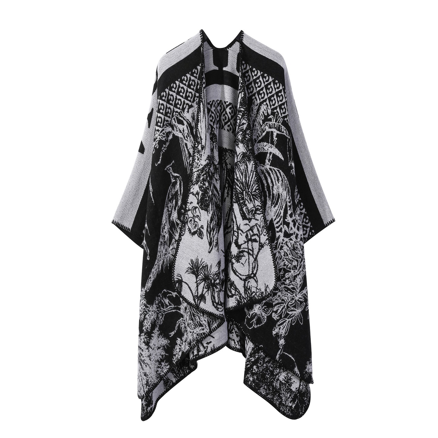 Jiangnan Watertown Knitted Shawl High-end Ethnic Style Cloak Western Sichuan Yunnan Travel Wear Imitation Cashmere Cape Women