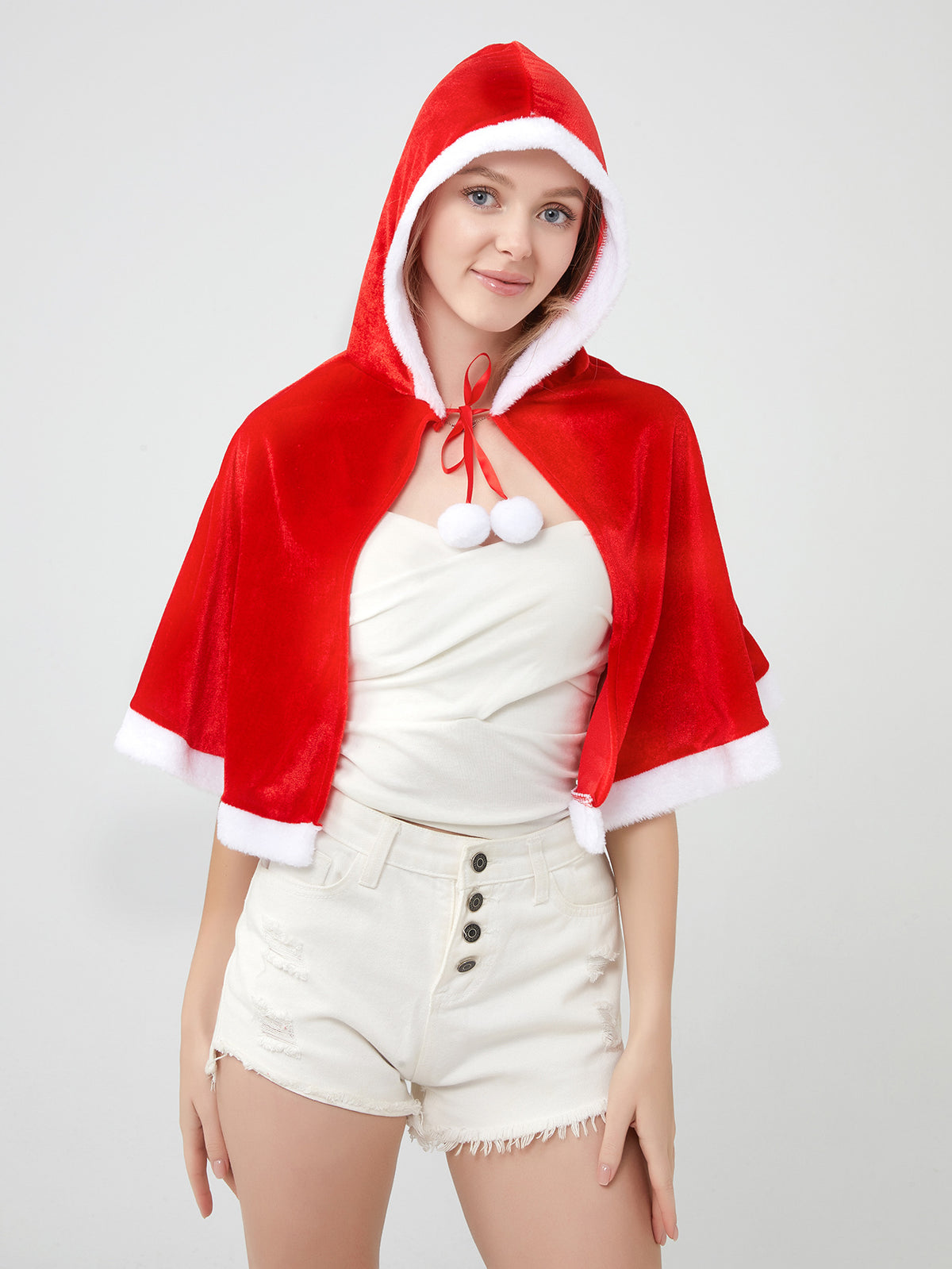 Santa Claus Cape Cape Cape Adult Female Hooded Golden Velvet Santa Claus Costume Performance Clothes