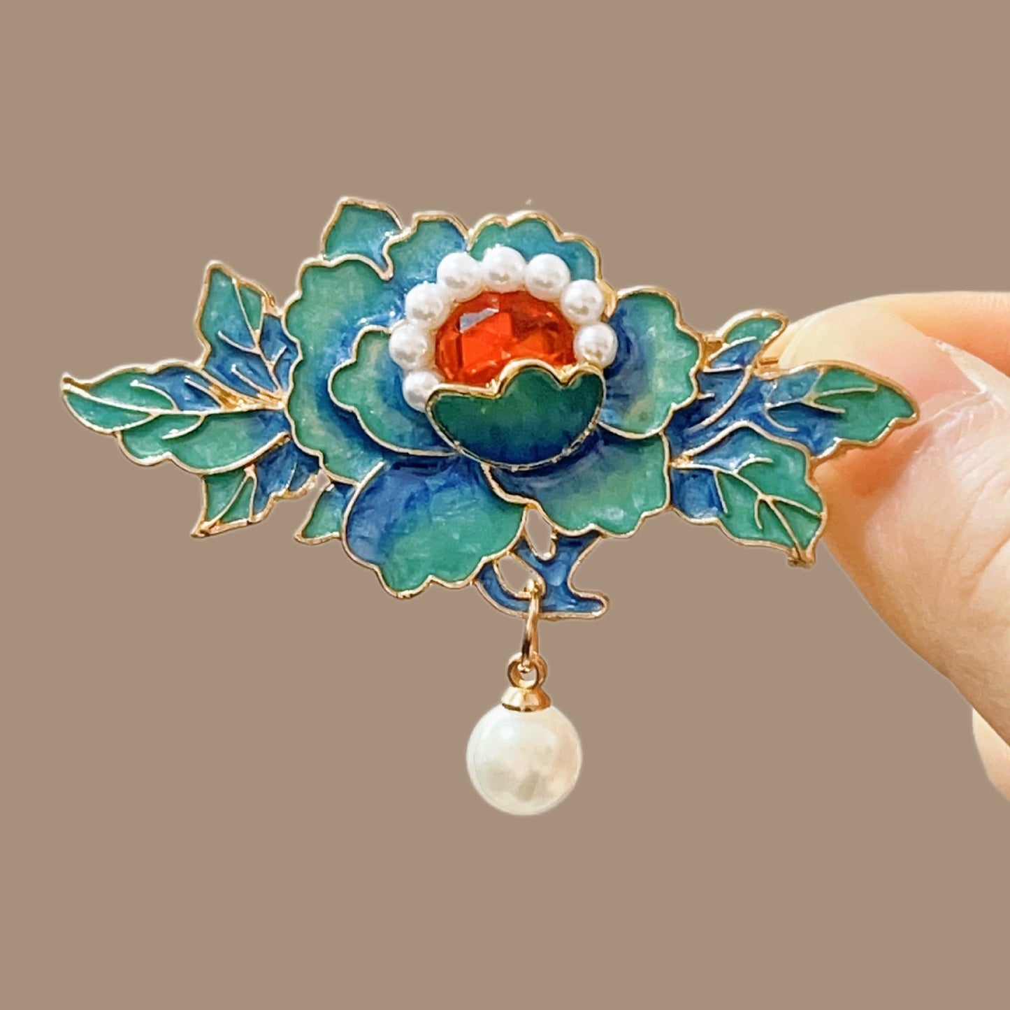 Antique Style Burned Blue Cloud Pearl Hairpin New Chinese Tassel Side Clip Advanced Sense Clip Hair Accessories Headwear Hair Clip