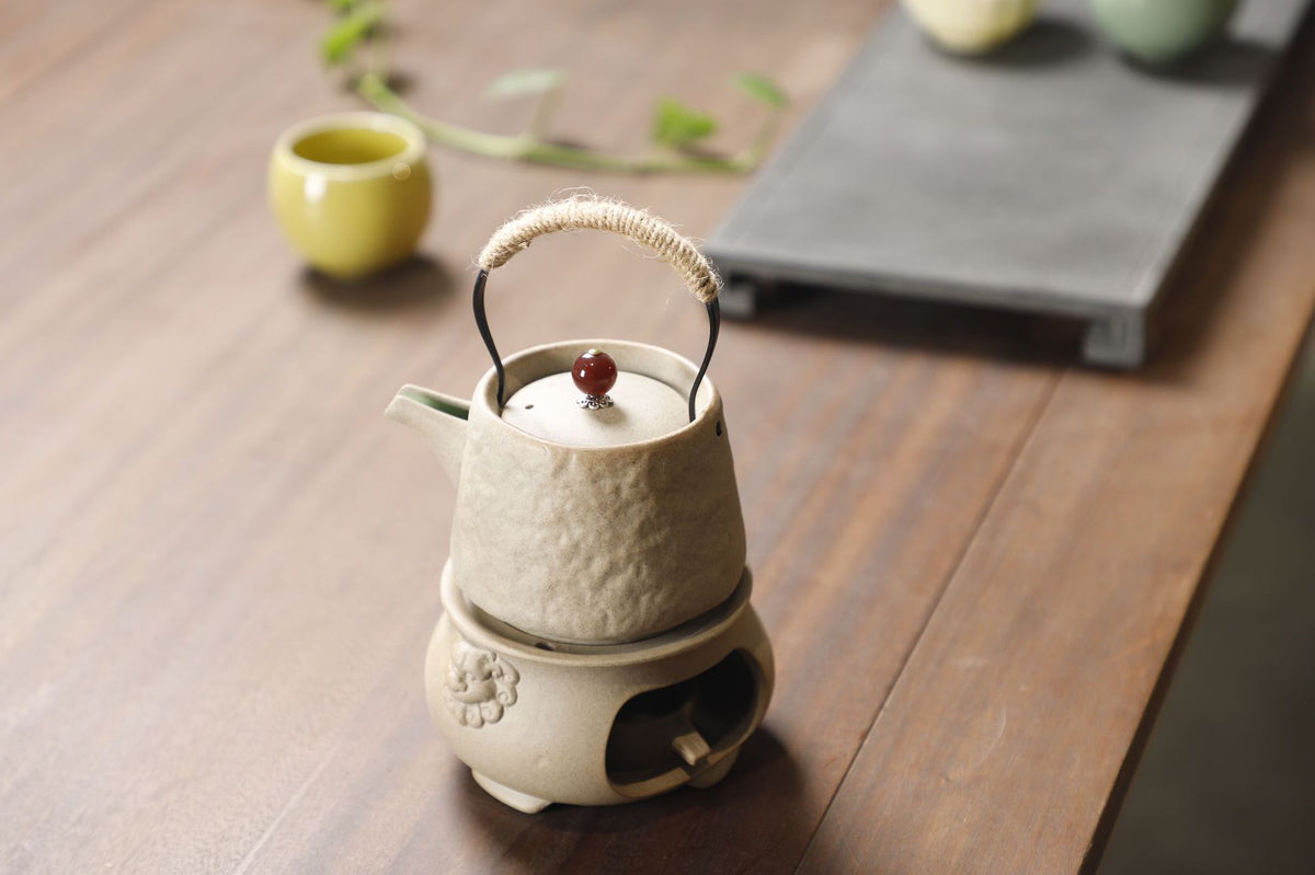 Yuerui New Rustic Pottery Constant Temperature Alcohol Tea Brewing Pot Set with Handle, Balcony Tea Brewing Stove Complete Set Wholesale Pottery