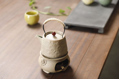 Yuerui New Rustic Pottery Constant Temperature Alcohol Tea Brewing Pot Set with Handle, Balcony Tea Brewing Stove Complete Set Wholesale Pottery