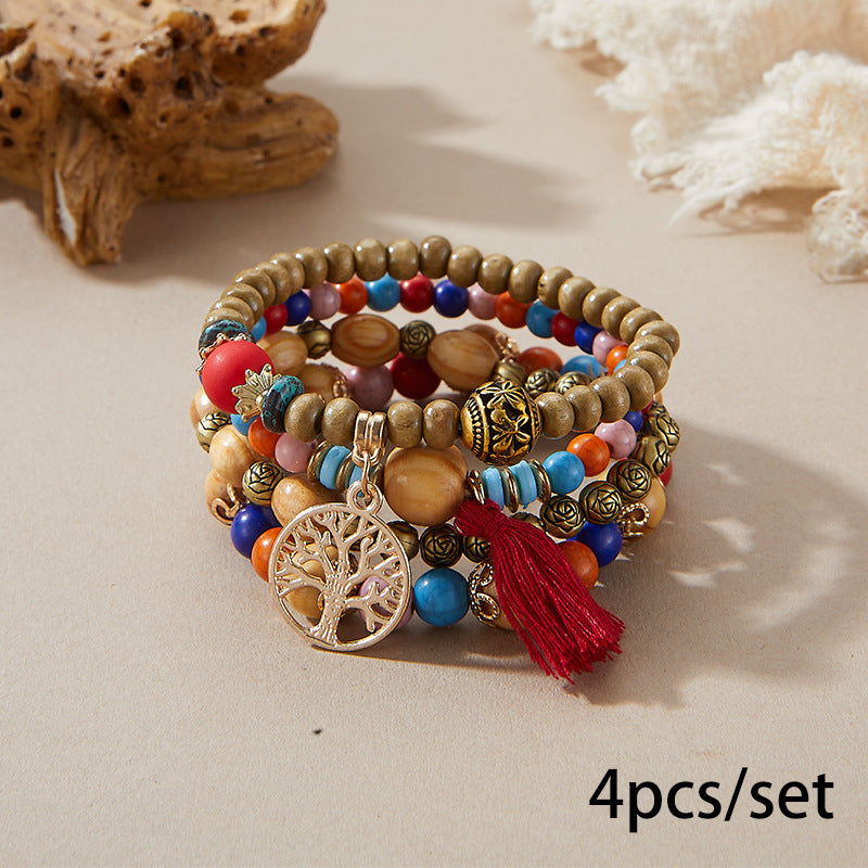 European and American Cross-Border Hot-Selling New Bohemian Bracelets Creative Tassel Multi-Layer Beaded Bracelets Fashion Jewelry