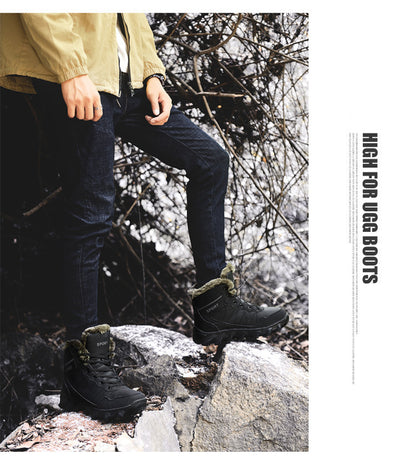 Cross-Border Winter New Cotton Shoes Men's Fur Integrated Snow Boots Outdoor Sports Hiking Boots Fleece-Lined Warm Men's Shoes 47