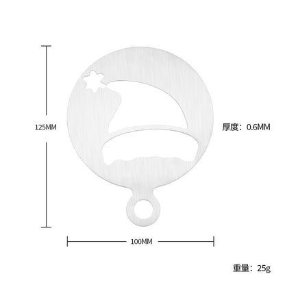 Factory Direct sales Christmas creative stainless steel coffee Garland piece mold portable coffee milk bubble spray flower printing template