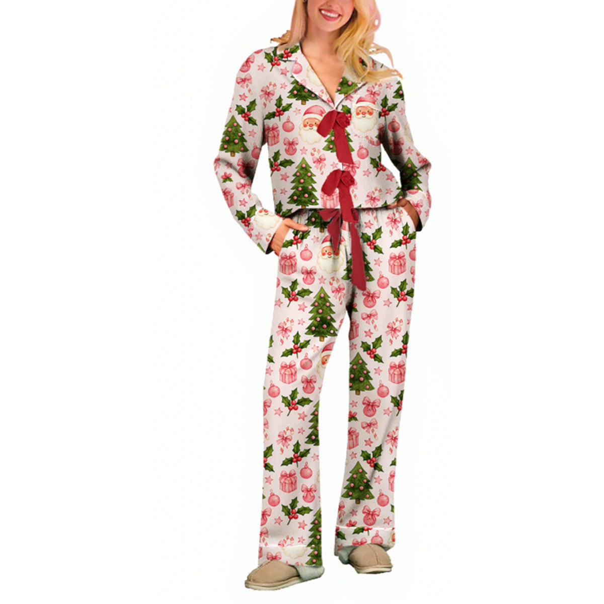 2024 autumn and winter Amazon new long sleeve home clothes pajamas Christmas Halloween digital printed pajamas suit