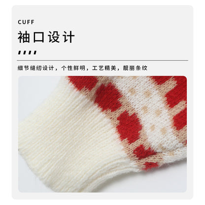 Autumn and Winter Christmas Sweater New Jacquard Knitted Sweater Cartoon Christmas Pattern Lazy Style Round Neck Pullover Long Shirt
