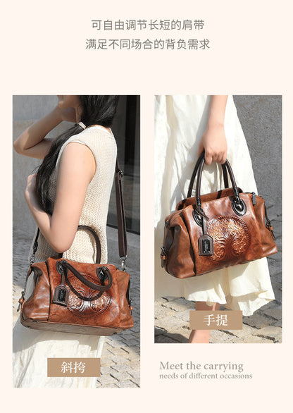2025 New Chinese Style Retro European and American Style Bag Fashion Embossed Gradient Color Hand-Held Crossbody Pillow Women's Bag