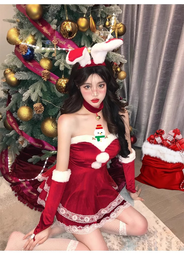 Christmas Theme Bunny Cos Uniform Night Performance Costume Sexy Pure Halloween Bunny cosplay