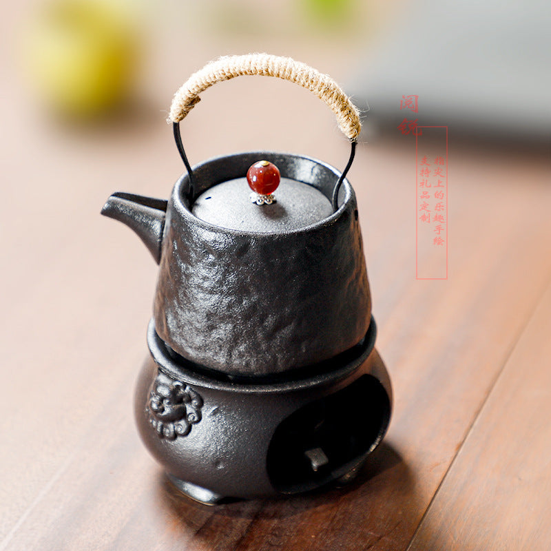 Yuerui New Rustic Pottery Constant Temperature Alcohol Tea Brewing Pot Set with Handle, Balcony Tea Brewing Stove Complete Set Wholesale Pottery