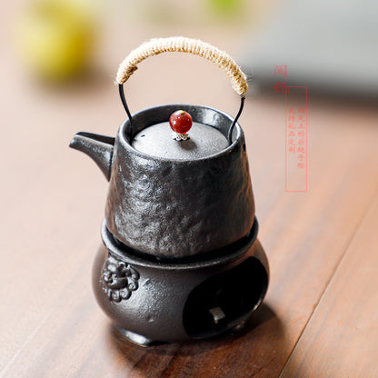 Yuerui New Rustic Pottery Constant Temperature Alcohol Tea Brewing Pot Set with Handle, Balcony Tea Brewing Stove Complete Set Wholesale Pottery