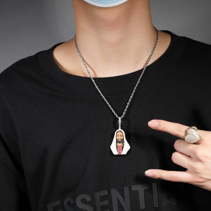 European and American New Products Copper Material Enamel Men's Avatar Personalized Hip-Hop Pendant Necklace Trendy Accessories Jewelry Wholesale