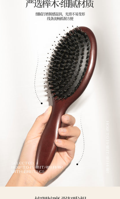 Natural and Authentic Boar Bristle Air Cushion Comb Air Bag Massage Comb Scalp Meridian Fluffy Bamboo Comb Beech Wood Comb Wholesale