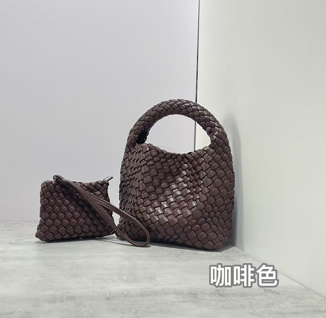 PU handmade woven bag summer high-end niche design women's bag handbag shoulder bag vegetable basket Ins bag