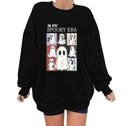 Women Sweatshirtss Halloween Cute Ghost Pattern Long Sleeve Sweater Horror Fall Pullover Tops
