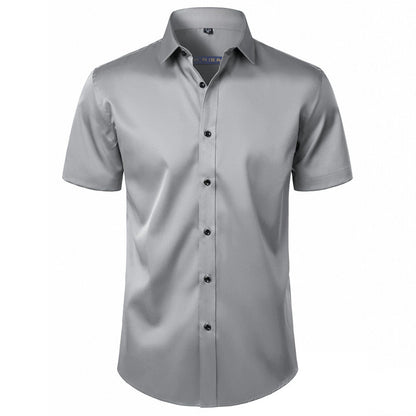 Solid Color Amazon Stretchy Plus-Size Men's Long-Sleeve Shirt, Men's Fashion Shirt, Slim Fit Outerwear