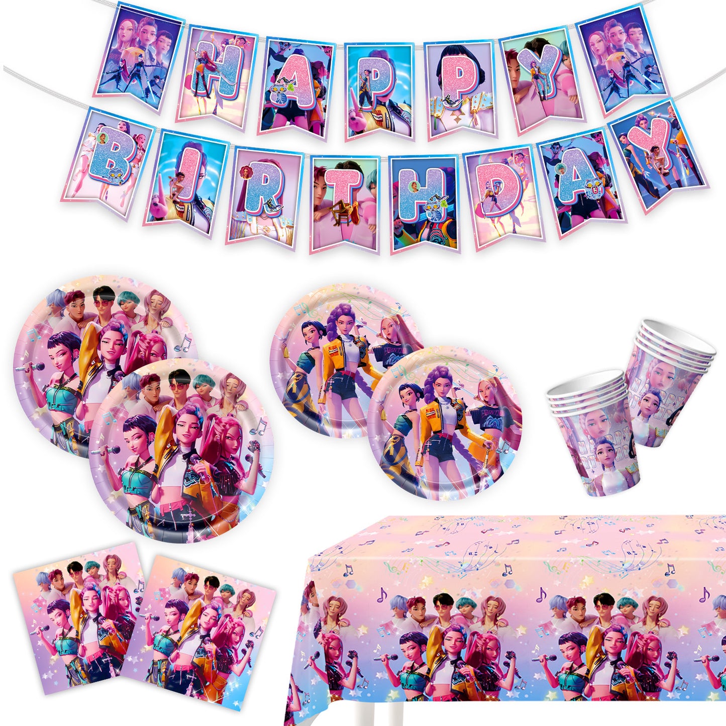 Amazon's New Pop Hunter Witch Group Theme Birthday Party Supplies Set Paper Plate Tissue Tablecloth Decoration