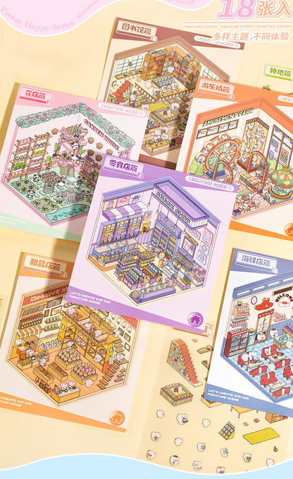 Language idle pet miniature landscaping cute sticker book freeze frame happy series three-dimensional fun landscaping 18 posting paper