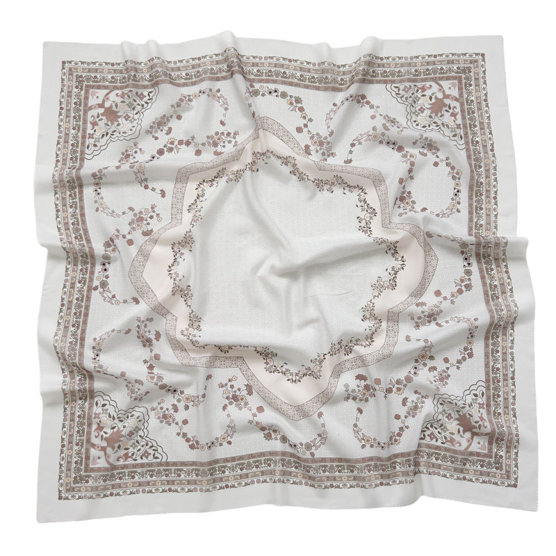 Cross-Border New Product Voile Print 110 Square Scarf Classic Lace Scarf Turban Malaysian Shawl