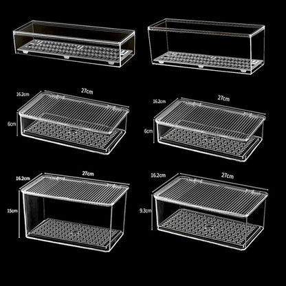 Desktop Storage Box with Lid Flip-Top Rectangular Transparent Acrylic Storage Box Kitchen Cosmetics Sundry Work Station