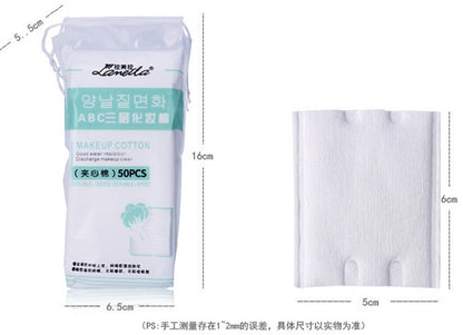 Wholesale Ramila cotton makeup cotton 50 pieces double-sided three-layer non-slag makeup remover cotton thickened 222 pieces