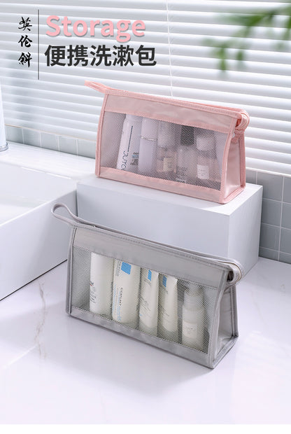 British Simple Toiletry Bag Waterproof and Convenient Hand-held Cosmetic Bag for Business Travel Carry-on Skin Care Products Storage Cosmetic Bag