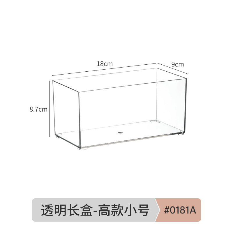 Desktop Storage Box Drawer Built-in Partition Transparent Acrylic Narrow Long Rectangular Cosmetic Workstation Kitchen
