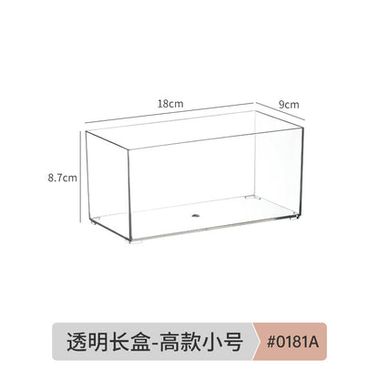 Desktop Storage Box Drawer Built-in Partition Transparent Acrylic Narrow Long Rectangular Cosmetic Workstation Kitchen