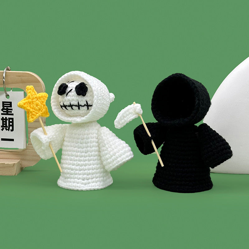 Cross-Border Amazon Handmade Knitted Doll Halloween Gift Ghost Little Devil Grim Reaper Emotional Plush Toy Wholesale