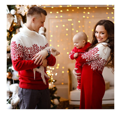 Amazon New Christmas Family Clothes Jacquard Turtleneck Sweater Christmas Clothing in stock Wholesale