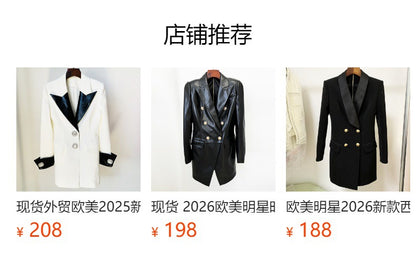 In Stock 2026 Early Autumn European and American Celebrity Fashion Handmade Beaded and Diamond-Encrusted Slim Long Blazer