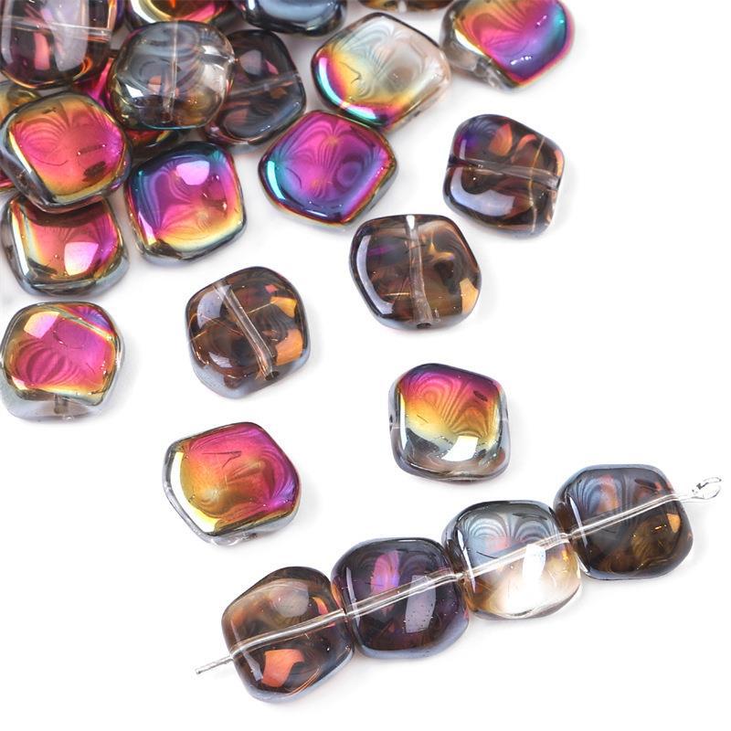 Glass color-plated oblique crystal beads antique diy handmade hairpin necklace material accessories cross-border a generation of hair