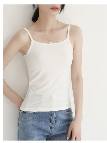 Factory Direct Sales Spring and Summer Versatile Camisole Women's Simple Solid Color Slim Elastic Bottoming Shirt Wholesale Dropshipping
