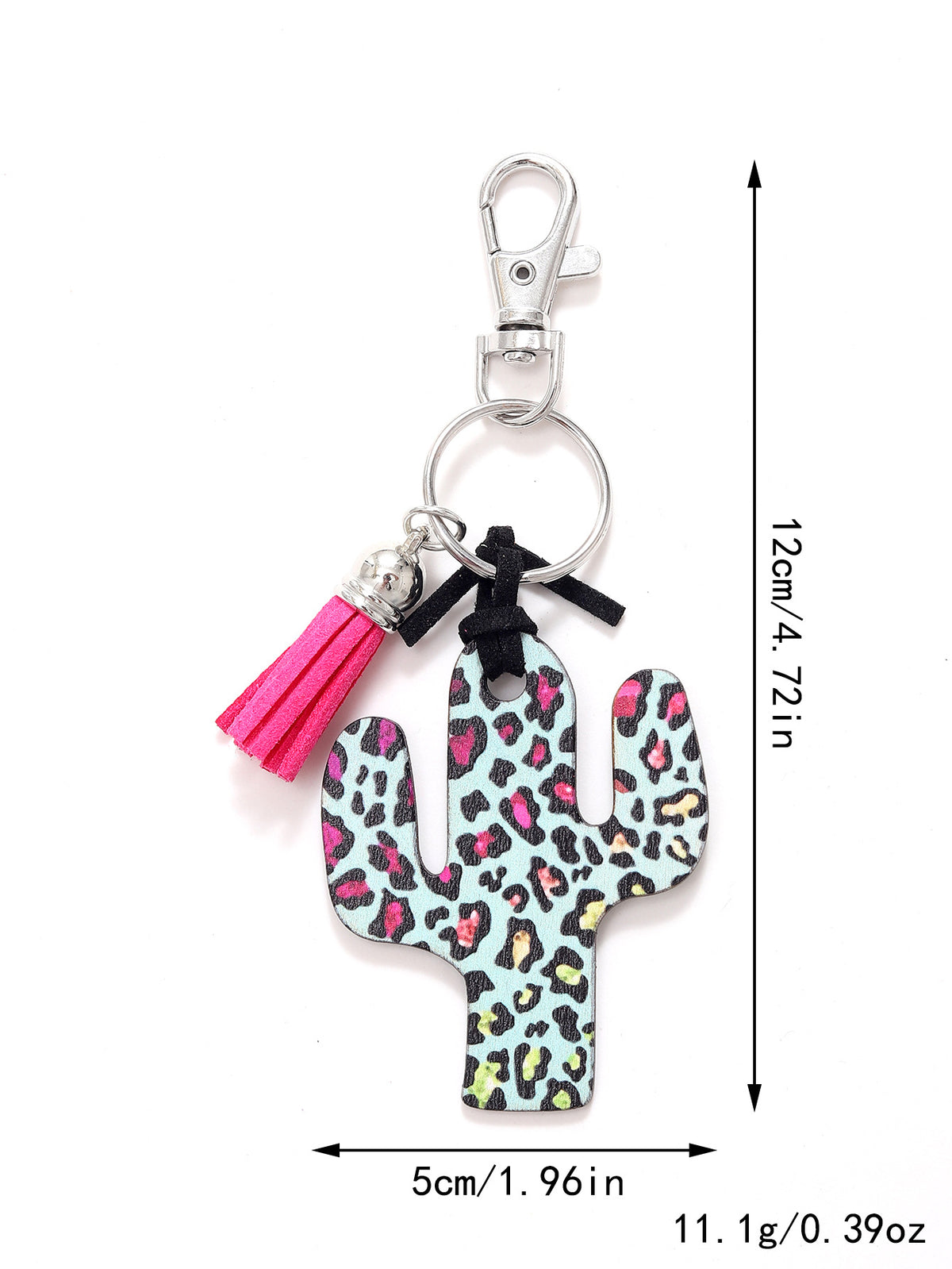 New Wooden Cactus Keychain Leopard Flower Rainbow Sunflower Striped Printed Bag Car Pendant
