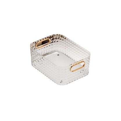 European and American Light Luxury Desktop Cosmetic Storage Box Transparent PET Advanced Dressing Table Mask Sundry Snack Storage Box