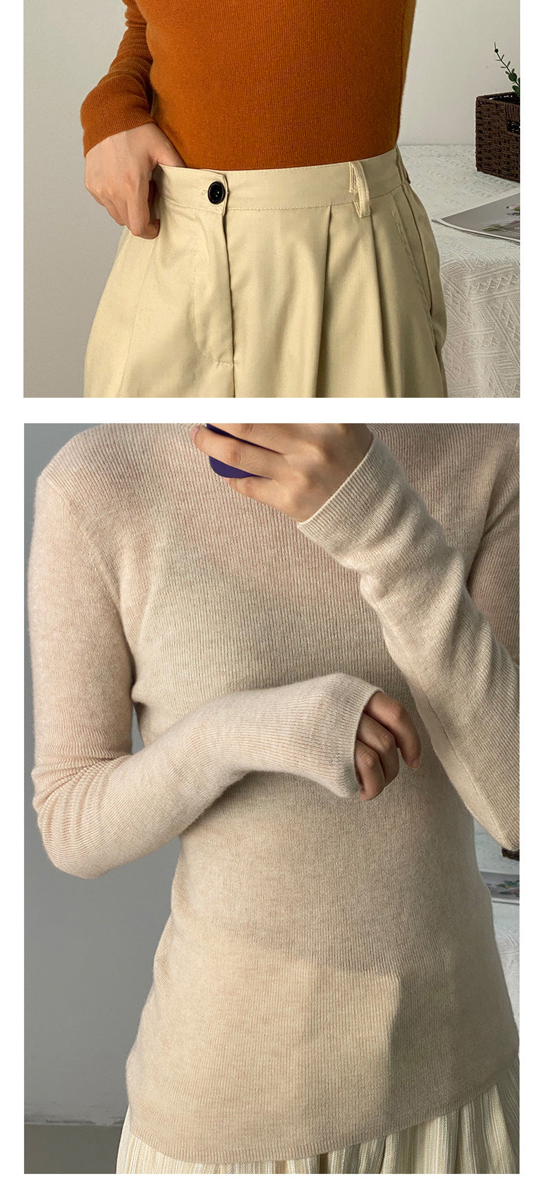 Machine Washable 100% Superfine Wool Sweater for Women Autumn and Winter New Loose Half Turtleneck Knitted Bottoming Sweater for Women