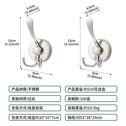 Cross-Border Stainless Steel Vacuum Suction Cup Hooks, No-Drill Bathroom Hooks, Kitchen Hooks, Towel Hooks, Clothes Hooks Wholesale