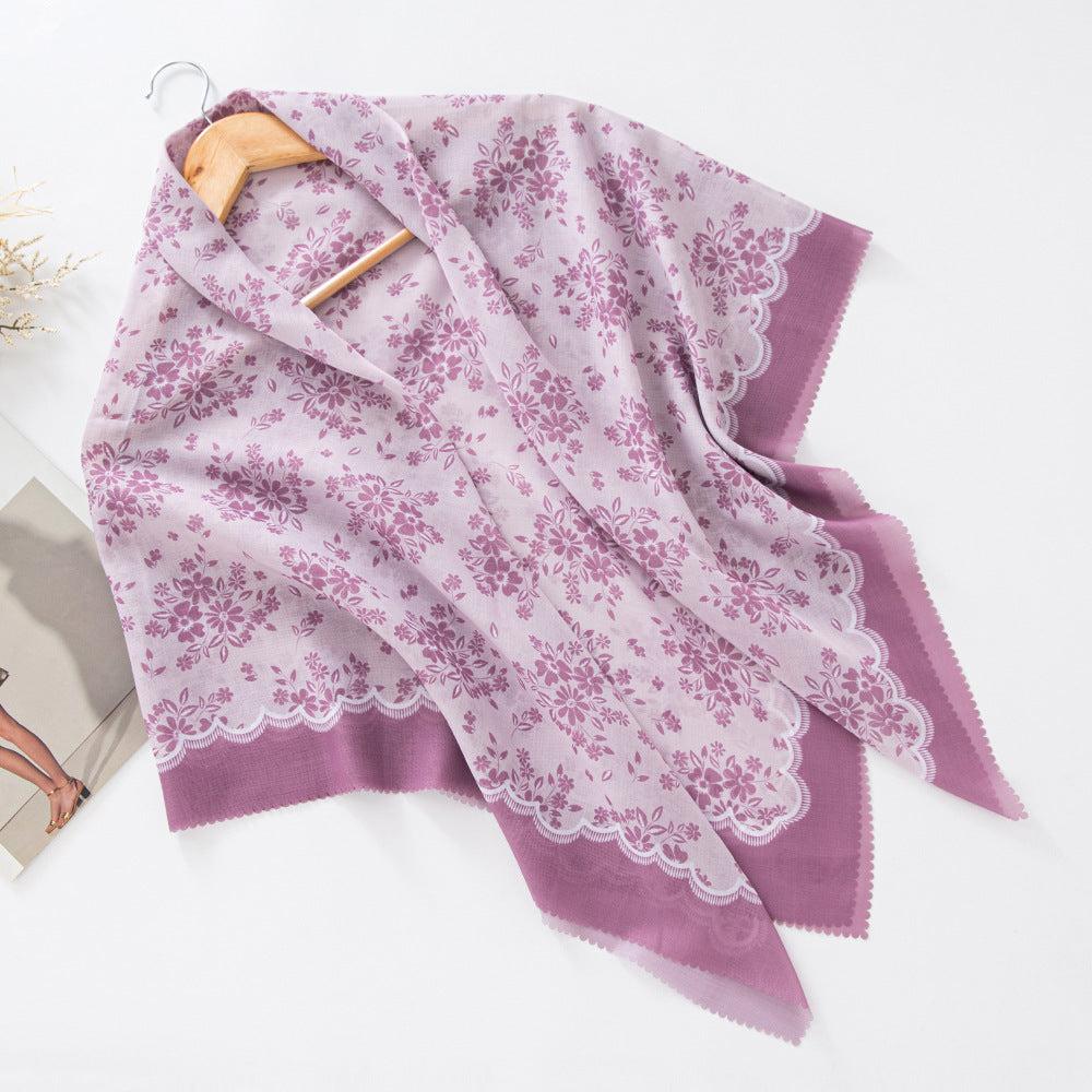 Cross-Border New Product Voile Print 110 Square Scarf Classic Lace Scarf Turban Malaysian Shawl