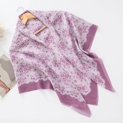 Cross-Border New Product Voile Print 110 Square Scarf Classic Lace Scarf Turban Malaysian Shawl