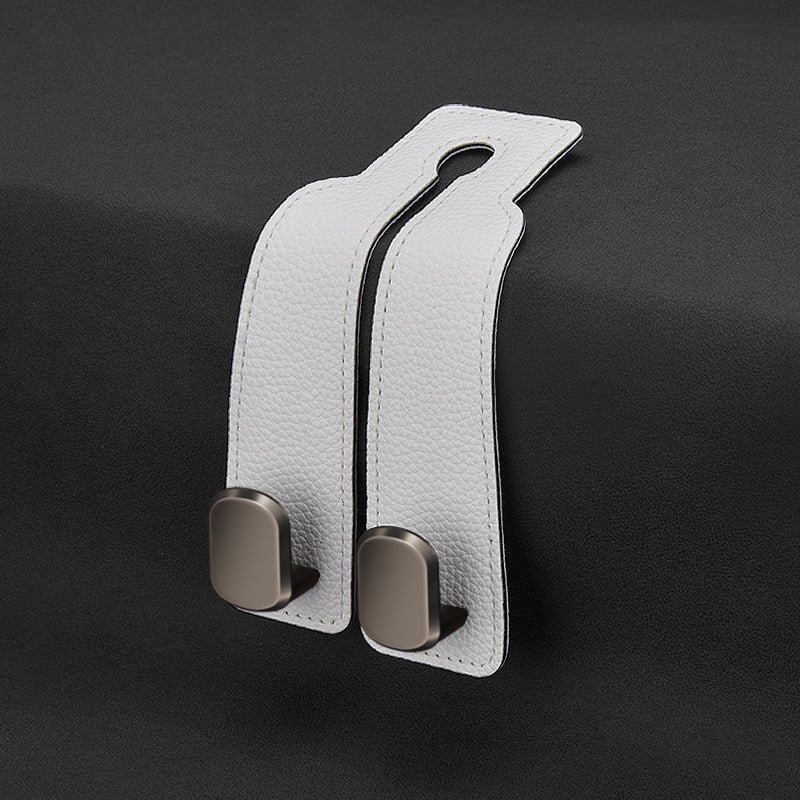 Car rear seat storage small hook turned leather zinc alloy ABS car double hook