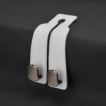 Car rear seat storage small hook turned leather zinc alloy ABS car double hook