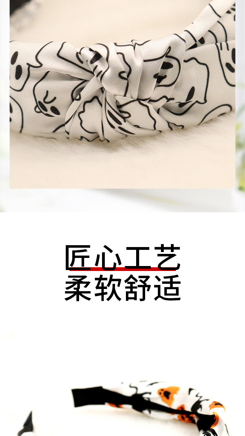 Cross-border wholesale Amazon Halloween pumpkin knotted hairband high cranial top headband hairpin high sense hair cave hair accessories