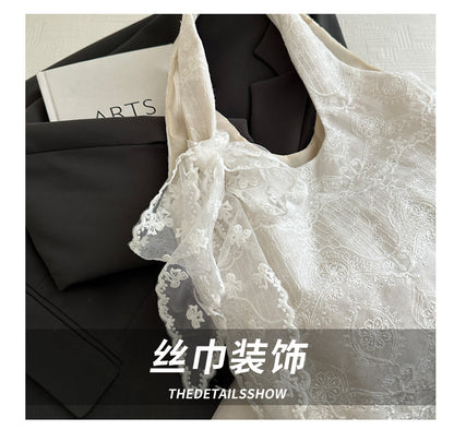 Korean Style Small Fresh Lace Flower Canvas Bag 2025 New Large Capacity Commuter Lazy Style Single Shoulder Large Tote Bag