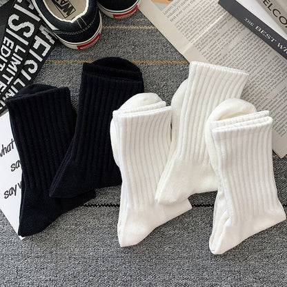 Socks Men's Autumn Spring and Autumn New Solid Color Casual All-match Sports Style Basketball Fashionable Socks Comfortable Men's Mid-tube Socks