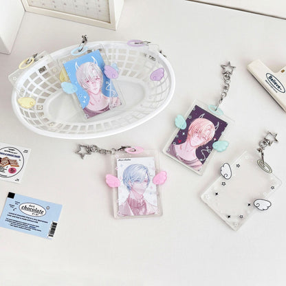Original Ins Wind Wings Star Small Card Cover Acrylic Hard Card Cover Angel Small Card Card Card Card Card Film Card Cover