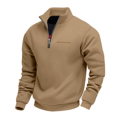 Cross-Border American Style Autumn and Winter Heavyweight Fleece Long-Sleeve Men's Sweatshirt with Half-Zip, Loose Fit, Stand Collar, Pullover Men's Sweatshirt
