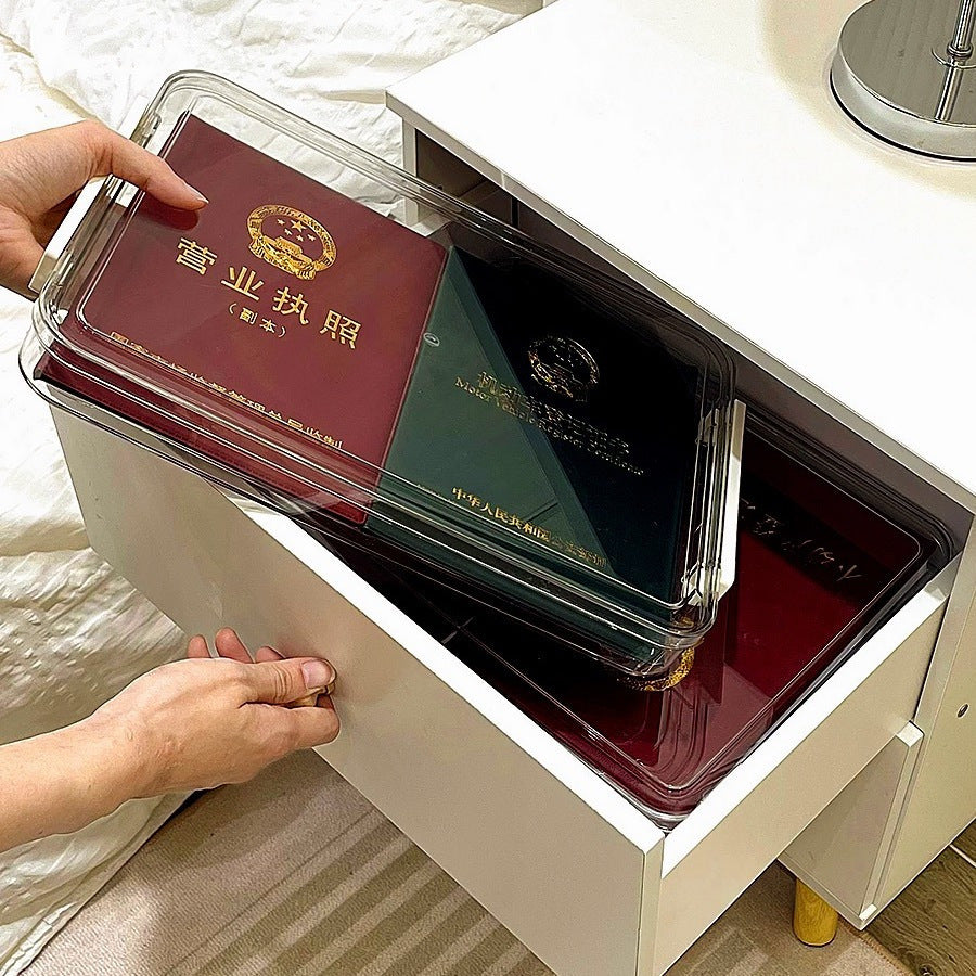 Paper storage and organizing artifact large capacity transparent plastic household registration book junior high school graduation certificate a4 file storage box