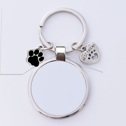 Amazon Cross-border Thermal Transfer Keychain Pet Keychain Metal Blank Thermal Transfer Keychain Pendant