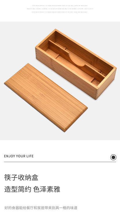 Japanese style chopsticks box with lid hotel spoon Fork tableware storage box lettering kitchen supplies compartment chopsticks basket