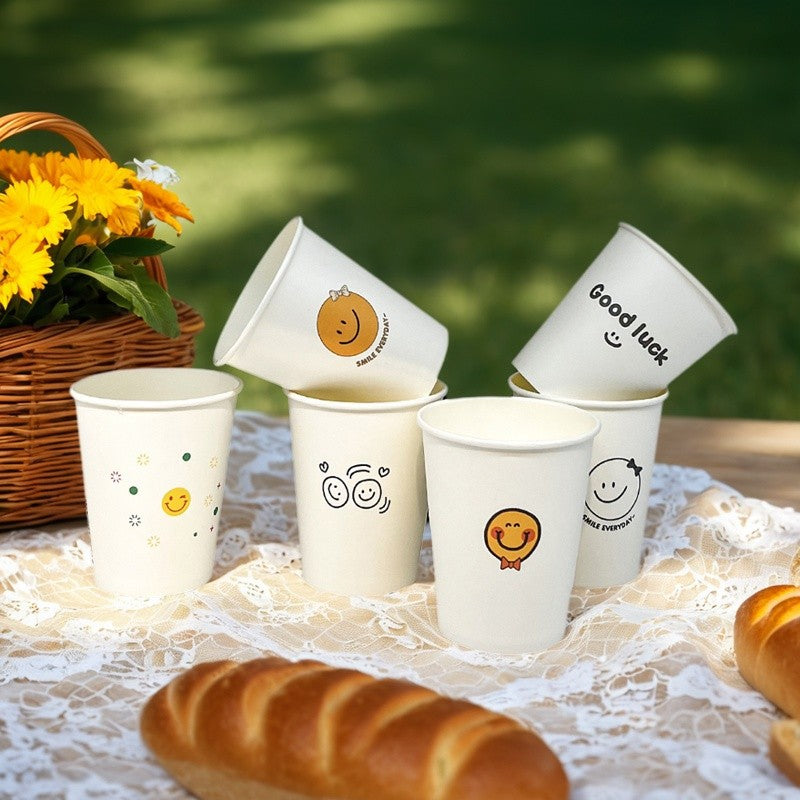 Cartoon Paper Cup Disposable Thickeneded Food Grade Household Hot and Cold Drink Coffee Cup Commercial Wholesale Hospitality Tea Cup
